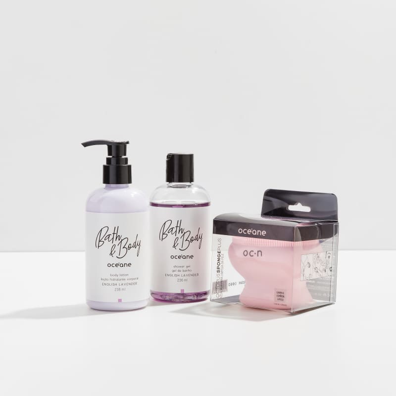 Kit Corpo English Lavender - Shower Gel, Body Lotion e Esponja Octopus Plus