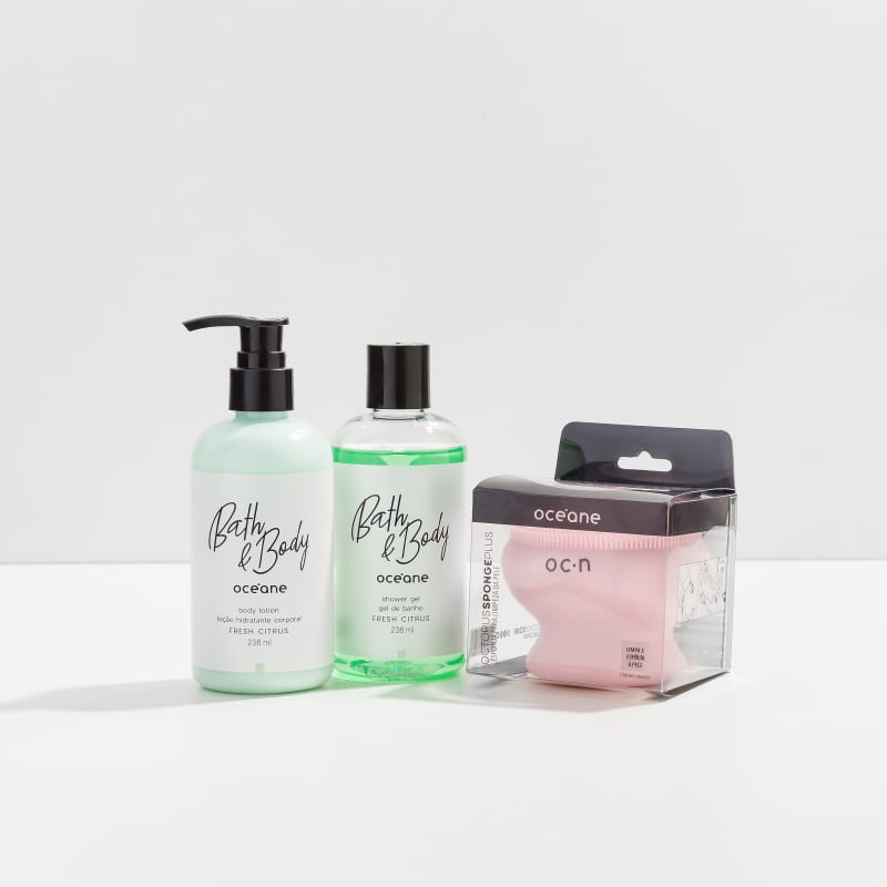 Kit Corpo Fresh Citrus - Shower Gel, Body Lotion e Esponja Octopus Plus