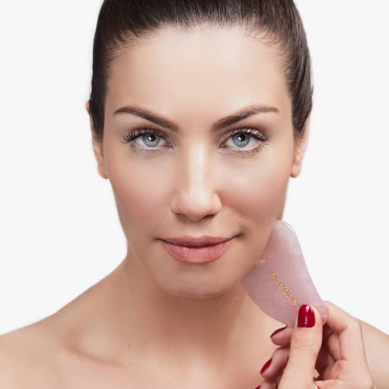 Quartz Roller & Gua Sha Set - Kit de Massagem Facial de Quartzo Rosa