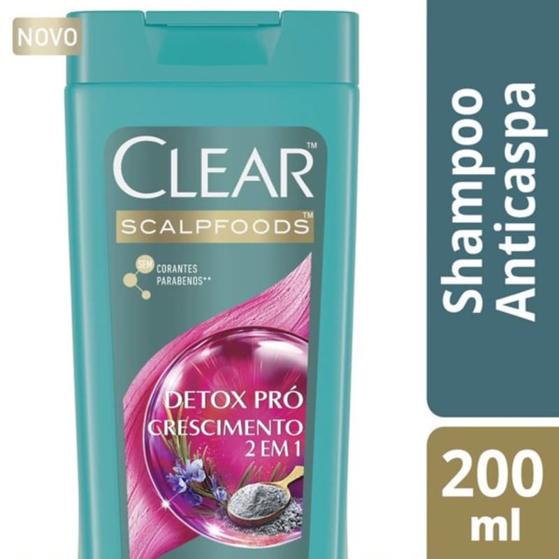 Clear Scalpfoods Detox Pró-Crescimento - Shampoo 2 em 1 200ml