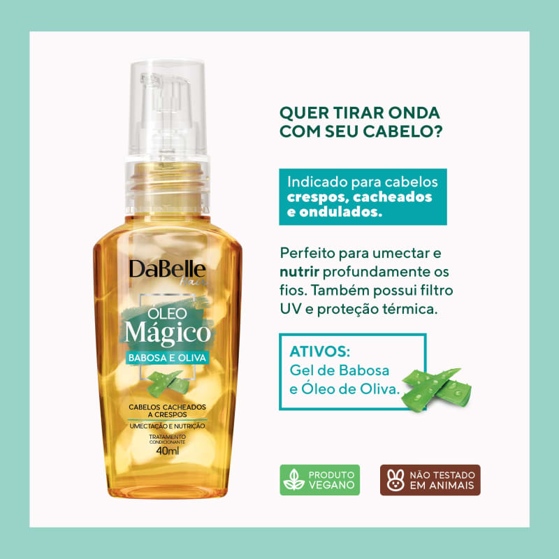 DaBelle Hair Óleo Mágico Oliva e Babosa - Óleo Capilar 40ml