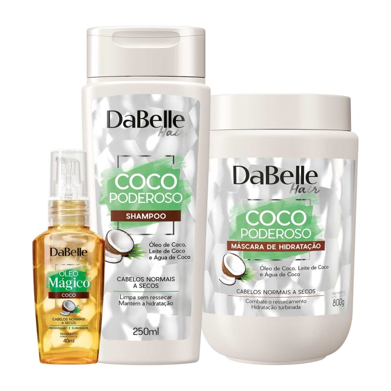 Kit DaBelle Hair Coco Poderoso e Mágico Trio (3 Produtos)