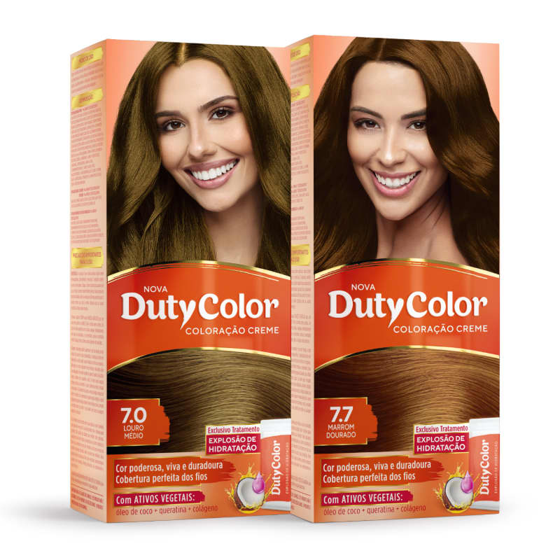 Kit DutyColor 7.0 Louro Médio & 7.7 Marrom Dourado - Coloração Permanente (2 Unidades)