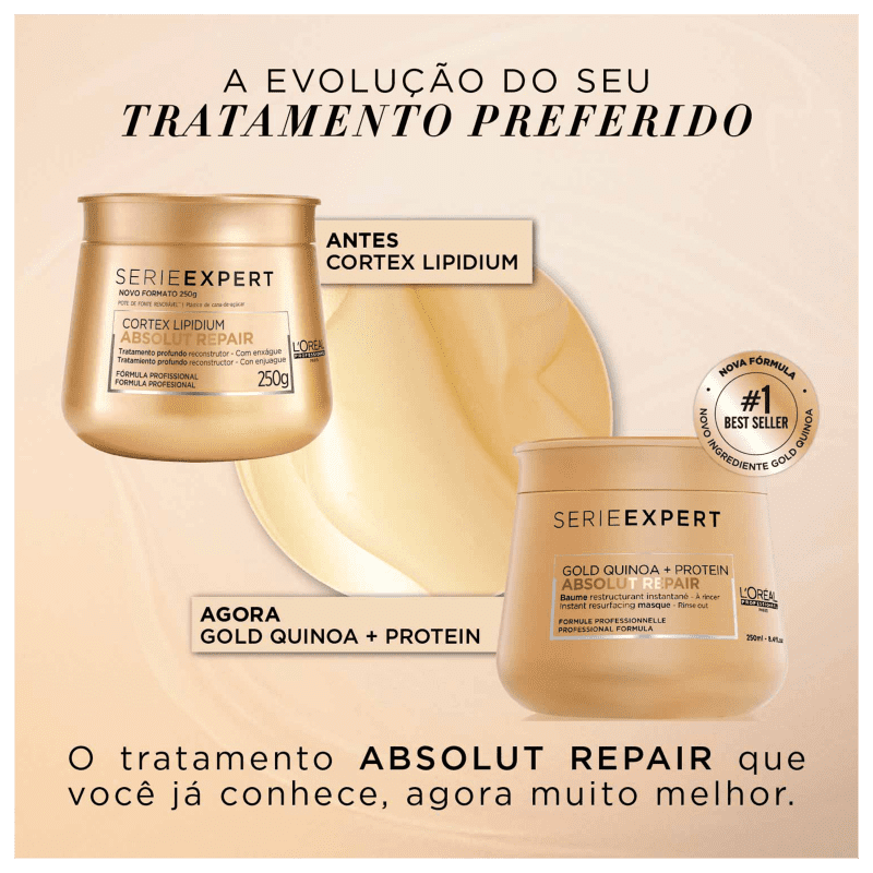 L'Oréal Professionnel Serie Expert Absolut Repair Gold Quinoa + Protein Golden Lightweight - Máscara Capilar 250ml