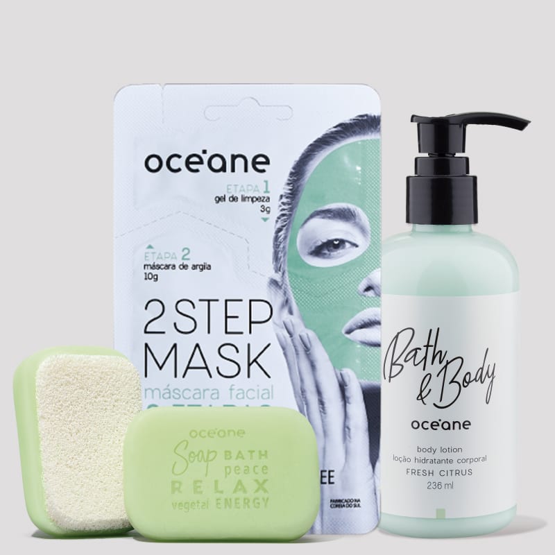 Kit Soap Sponge + 2 Step Mask Tea Tree + Body Lotion Fresh Citrus