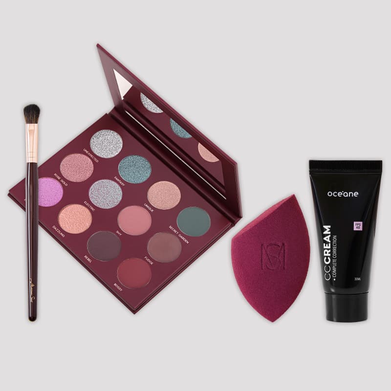 Kit 12 Shades + Pincel MS8 + Flat Blend + CC Cream