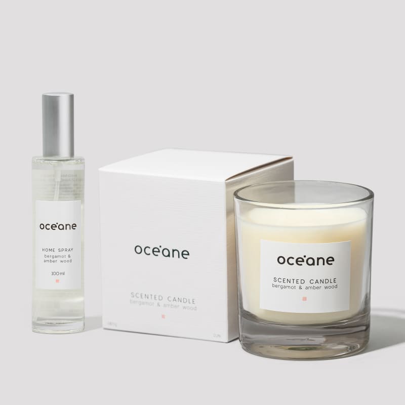 Kit Vela Média + Home Spray Bergamota e Âmbar