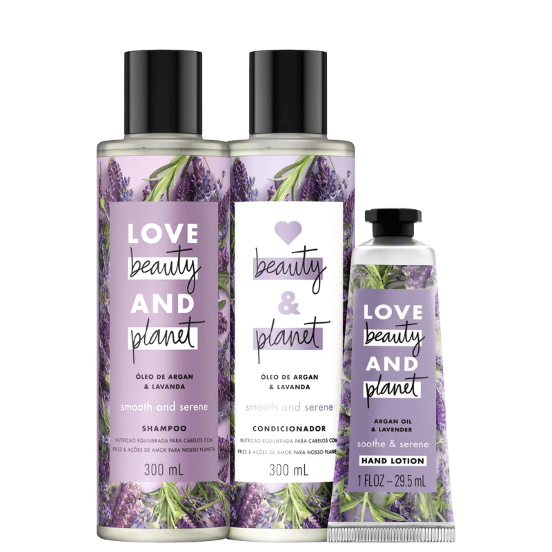 Kit Love, Beauty and Planet - Shampoo + Condicionador 300ml Smooth and Serene + Creme de mãos Soothe and Serene