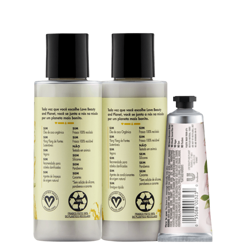 Kit Love, Beauty and Planet - Shampoo + Condicionador 100ml Hope and Repair + Creme de mãos Delicious Glow