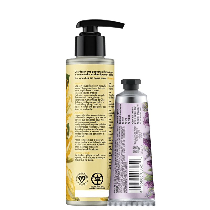 Kit Love, Beauty and Planet - Sabonete líquido Tropical Hydration + Creme de Mãos Soothe and Serene