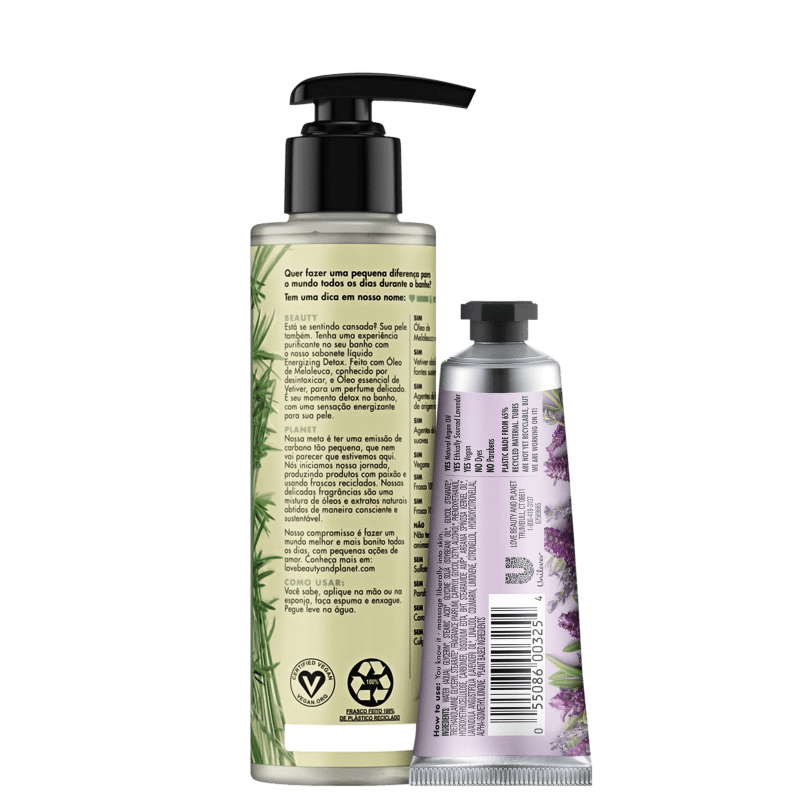 Kit Love, Beauty and Planet - Sabonete Energizing Detox + Creme de mãos Sooth and Serene
