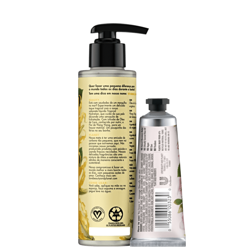 Kit Love, Beauty and Planet - Sabonete líquido Tropical Hydration + Creme de Mãos Delicious Glow
