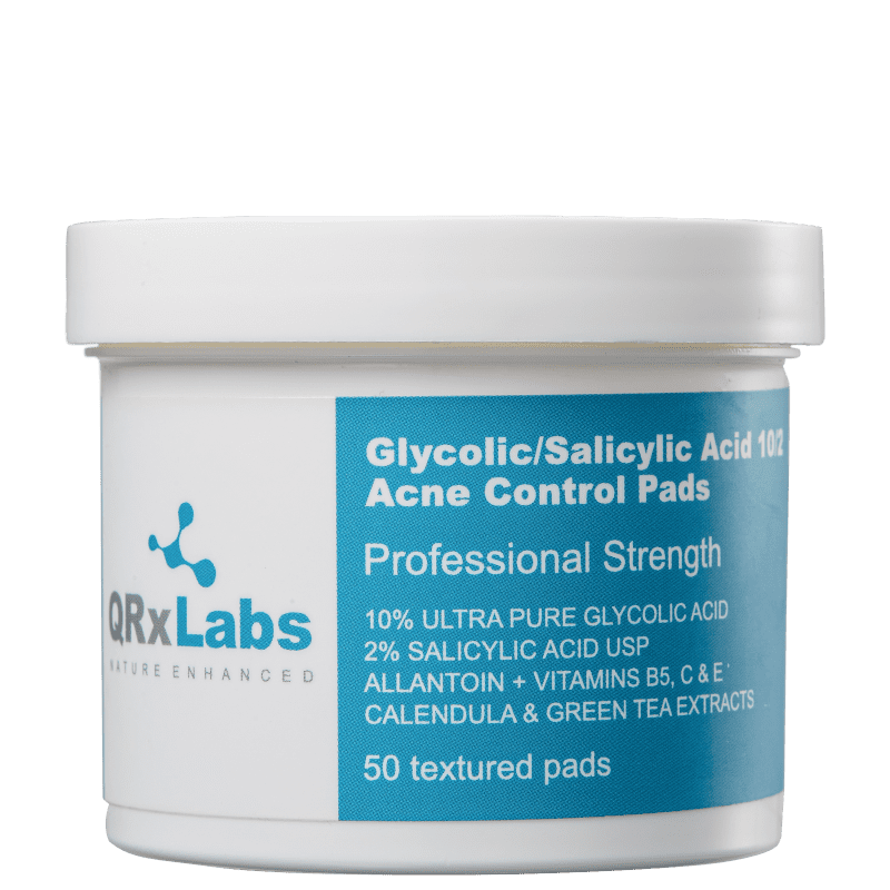 QRxLabs Glycolic/Salicylic Acid 10/2 - Lenço de Tratamento para Acne (50 Unidades)