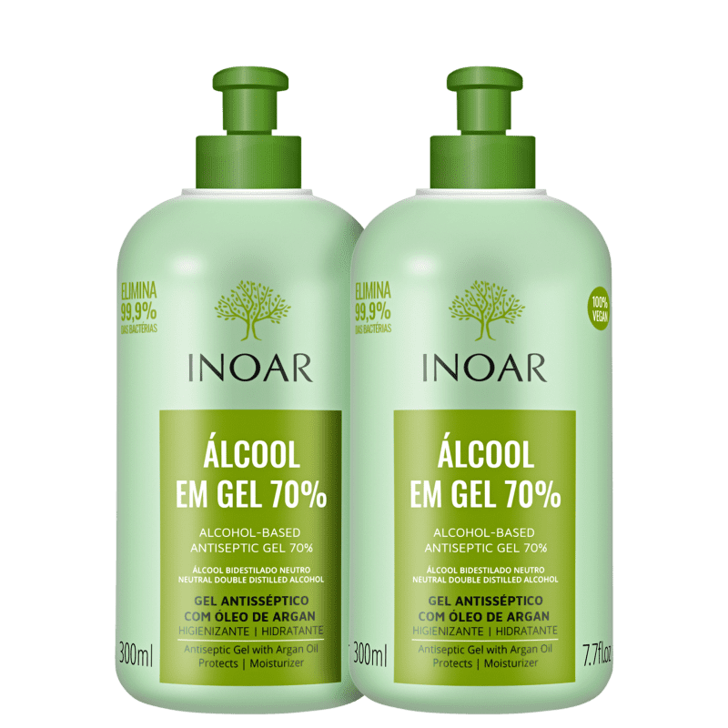 Kit Inoar Antisséptico com Óleo de Argan - Álcool em Gel 2x300ml