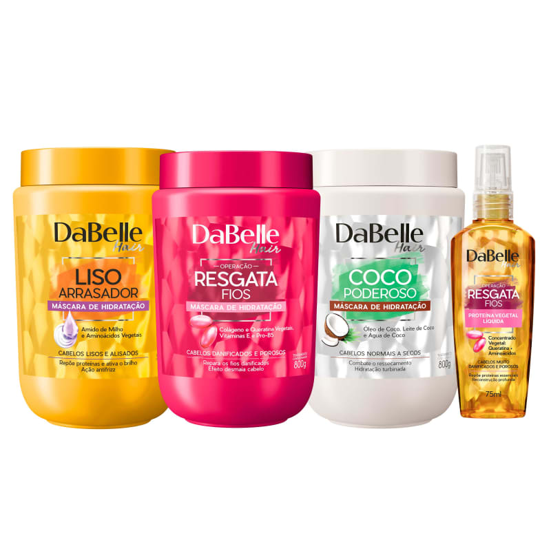 Kit DaBelle Hair Cronograma Capilar Lisos Proteína (4 Produtos)