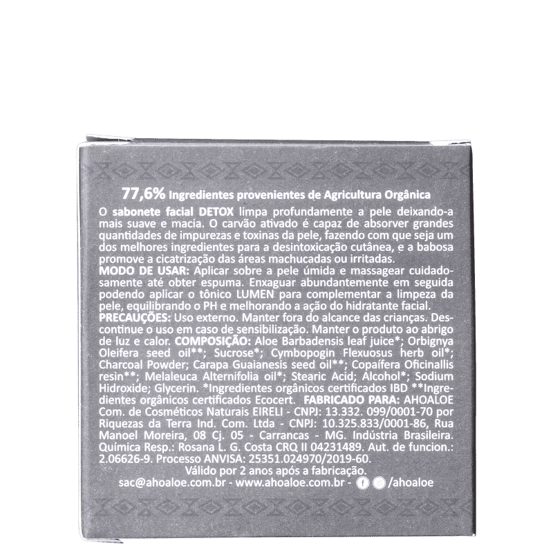 Ahoaloe Detox - Sabonete em Barra Facial 40ml