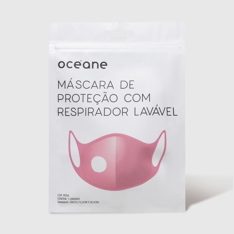 Máscara de Proteção com Respirador Lavável Rosa