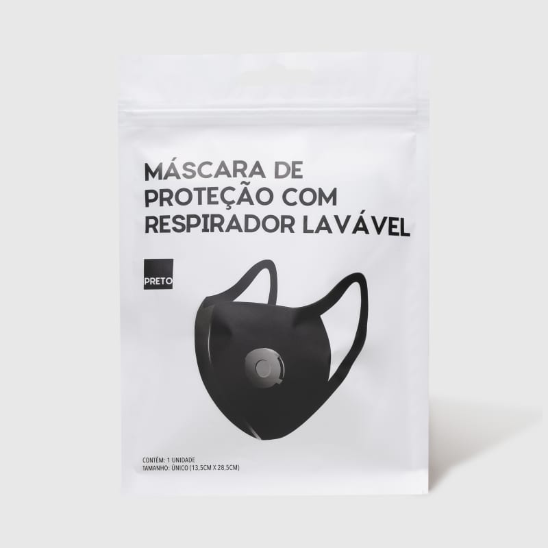 Máscara de Proteção com Respirador Lavável Preta