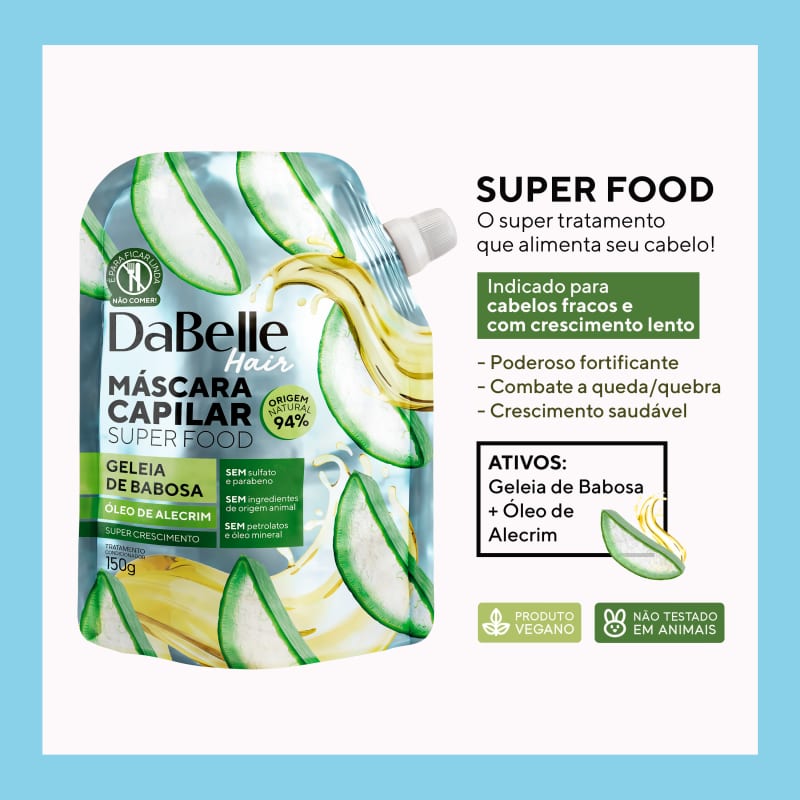 Dabelle Super Food Máscara Geleia Babosa e Óleo Alecrim 150g