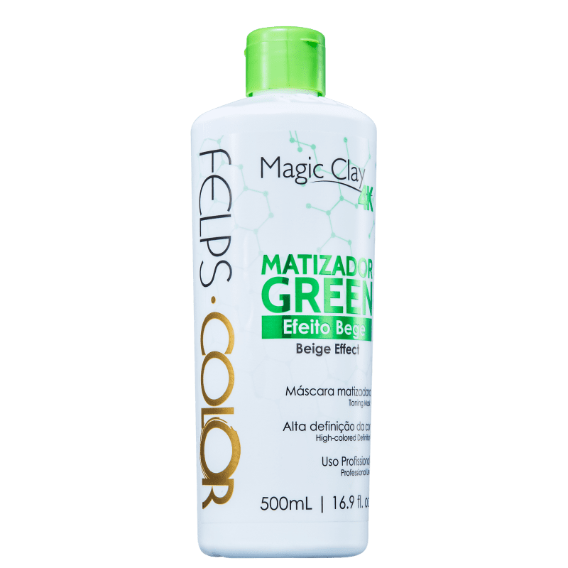 Felps Color Magic Clay 4K Green Efeito Bege - Máscara Matizadora 500ml
