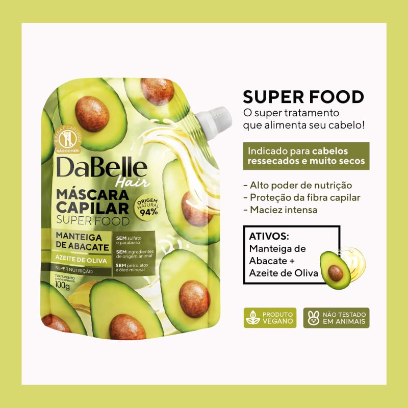Kit DaBelle Super Food Manteiga de Abacate e Azeite de Oliva + Geleia de Babosa e Óleo de Alecrim