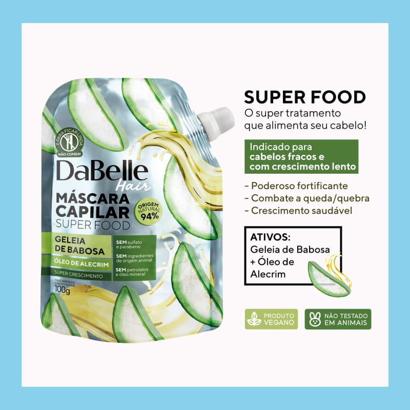 Kit DaBelle Super Food Manteiga de Abacate e Azeite de Oliva + Geleia de Babosa e Óleo de Alecrim