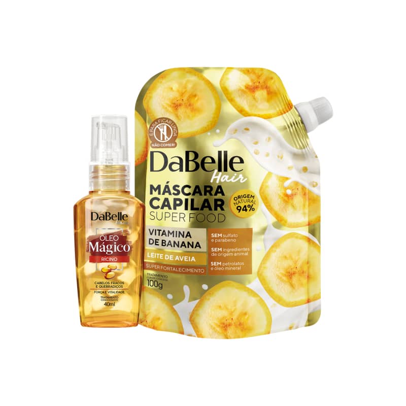 Kit Dabelle Super Food - Vitamina de Banana e Leite de Aveia + Óleo Blend Rícino