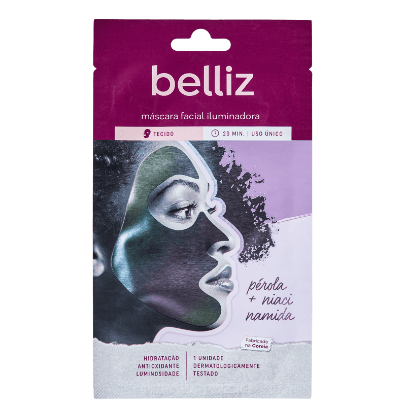 Belliz Iluminadora com Pérola + Niacinamida - Máscara Facial (1 Unidade)