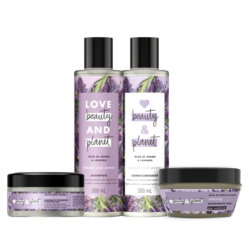 Kit Love, Beauty and Planet - Shampoo + Condicionador + Máscara Smooth and Serene + Desodorante Relaxing