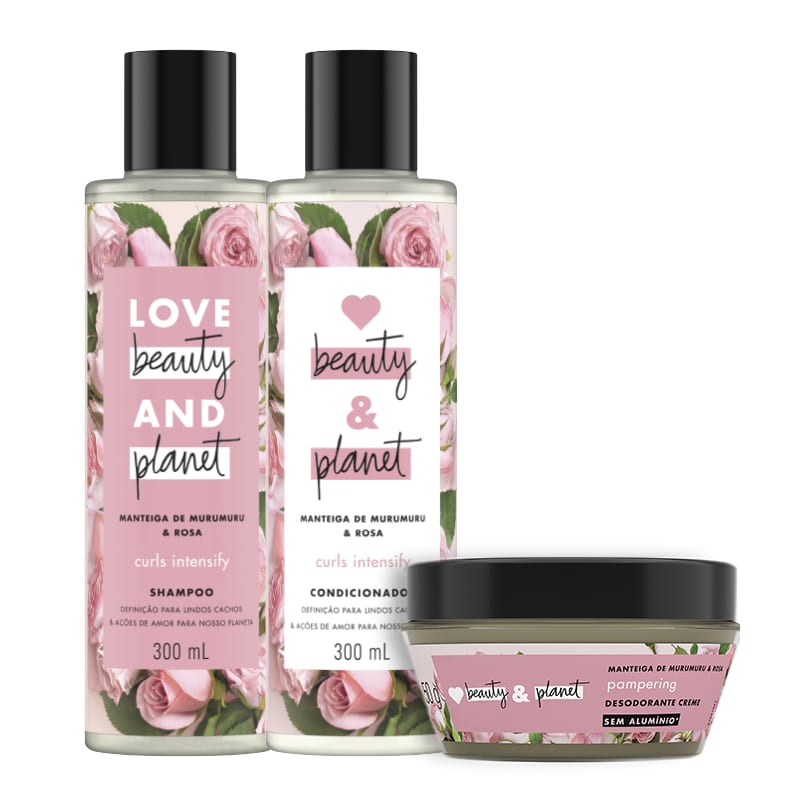 Kit Love, Beauty and Planet - Shampoo + Condicionador Curls Intensify + Desodorante Pompering