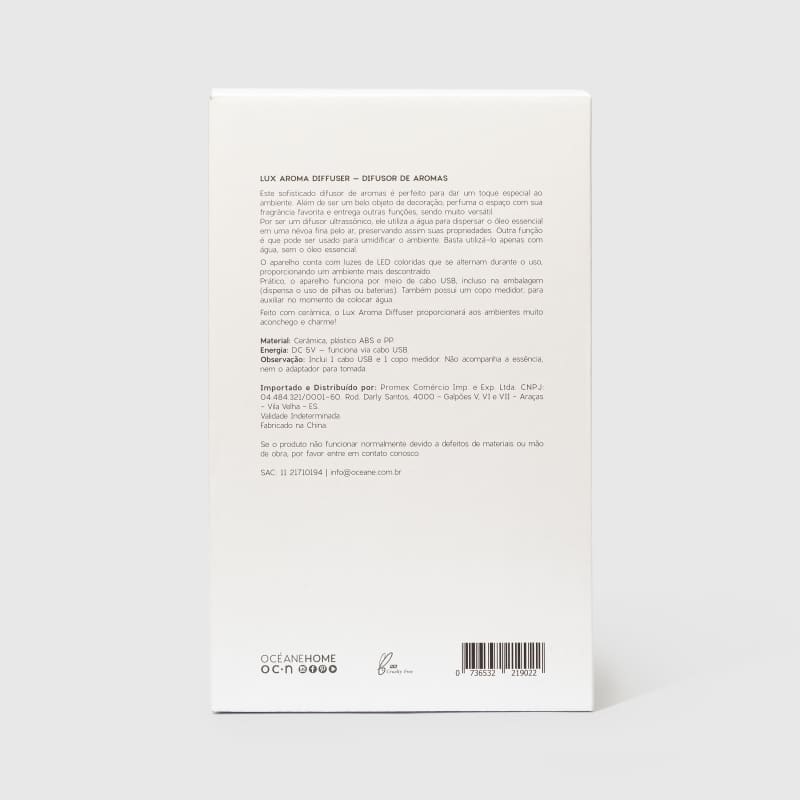 Lux Aroma Diffuser - Difusor de Aromas Branco