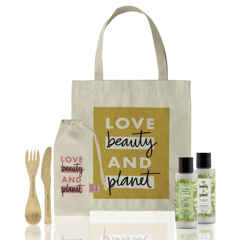 Kit Love, Beauty and Planet - Shampoo + Condicionador 100ml Energizing Detox + Ecobag + Talheres de Bambu