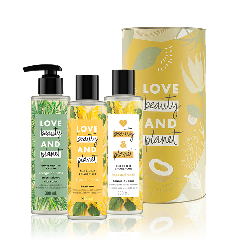 Kit Love, Beauty and Planet - Shampoo + Condiciondor Hope and Repair + Sabonete Energizing Detox