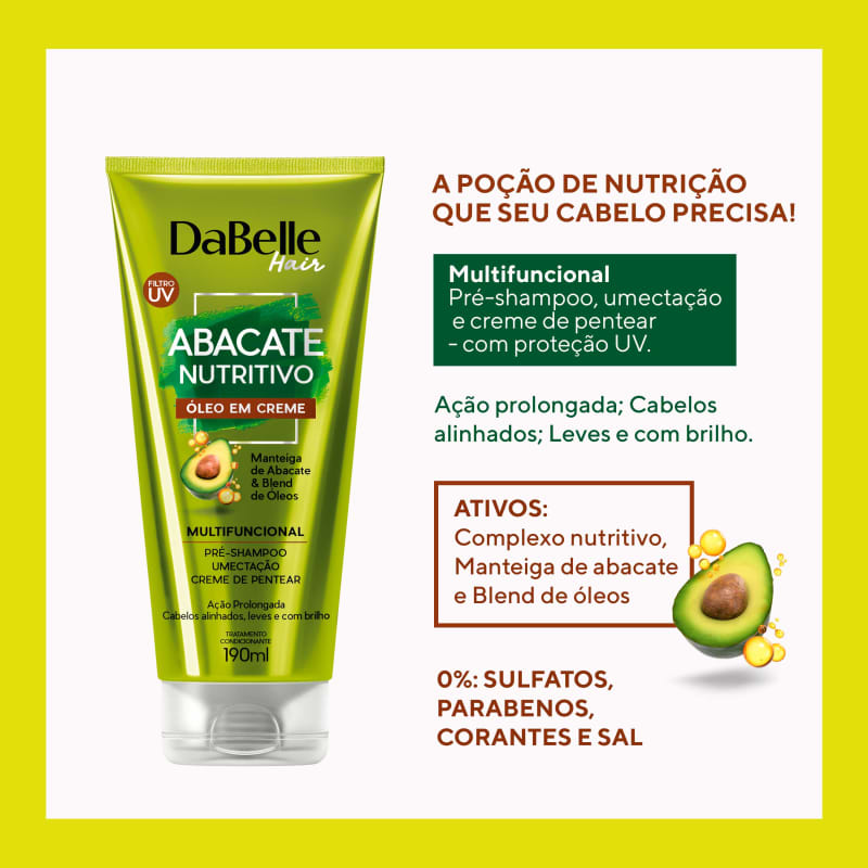 DaBelle Hair Abacate Nutritivo - Óleo em Creme 190ml
