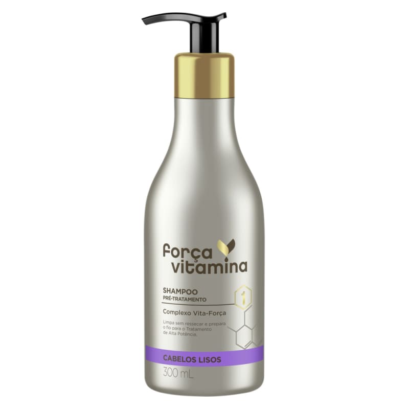 Shampoo Pré-Tratamento Força Vitamina Cabelos Lisos 300mL