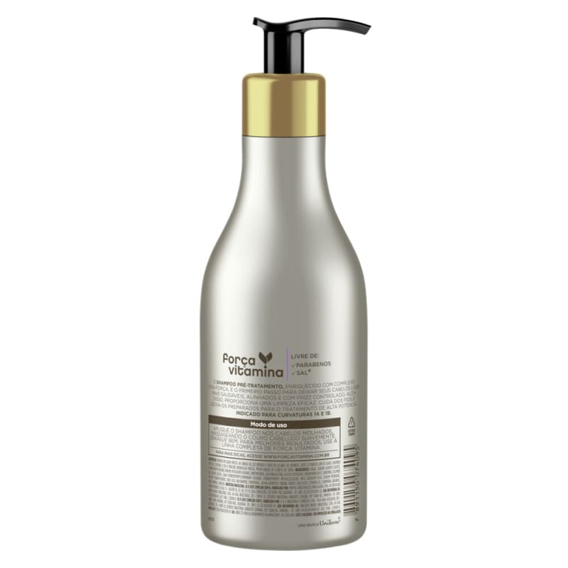 Shampoo Pré-Tratamento Força Vitamina Cabelos Lisos 300mL