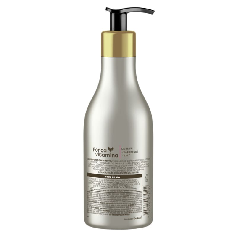 Shampoo Pré-Tratamento Força Vitamina Cabelos Ondulados 300mL
