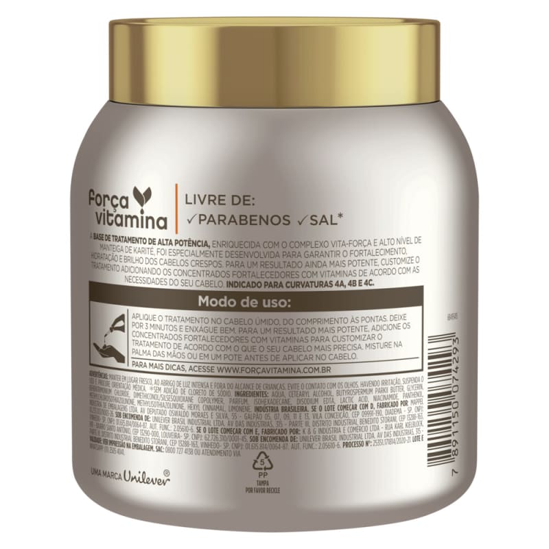 Máscara de Alta Potência para Customizar Força Vitamina Cabelos Crespos 500g