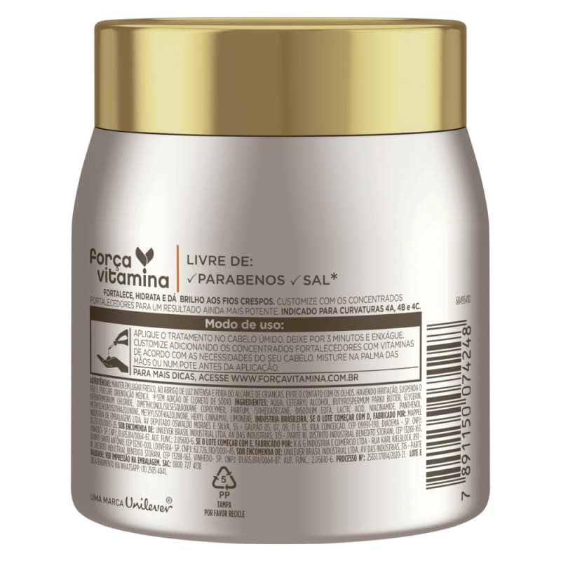 Máscara de Alta Potência para Customizar Força Vitamina Cabelos Crespos 250g