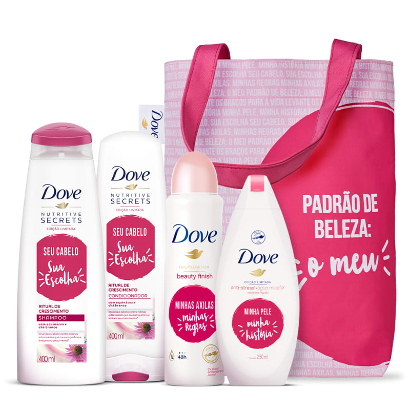Kit Dove cuidado diário: cabelo, pele e axila