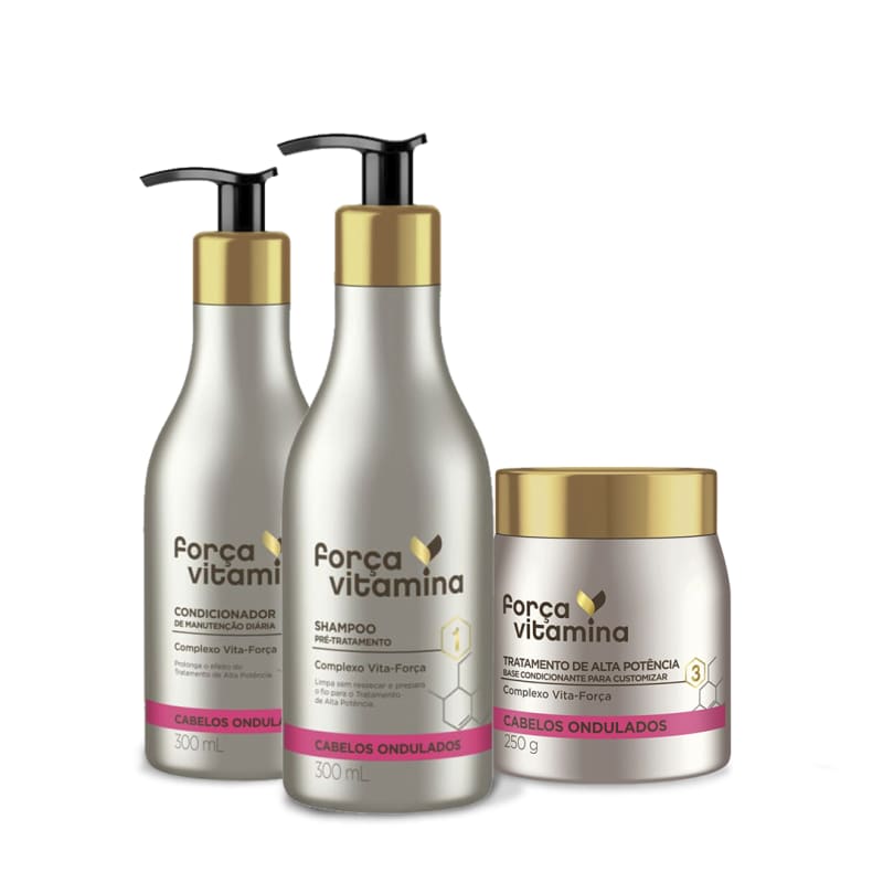 Kit Completo de Cuidado Força Vitamina Cabelos Ondulados