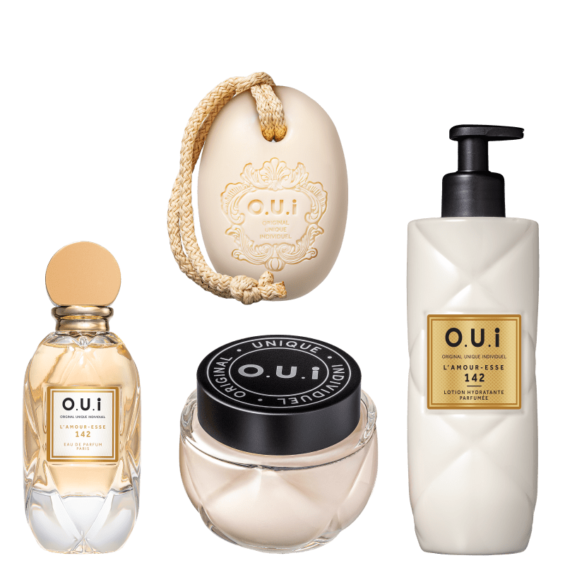 Conjunto L’Amour-Esse 142 O.U.i Feminino Intense - Eau de Parfum Feminino 75ml + Loção 400ml + Crème Riche 200g + Sabonete em Barra 190g