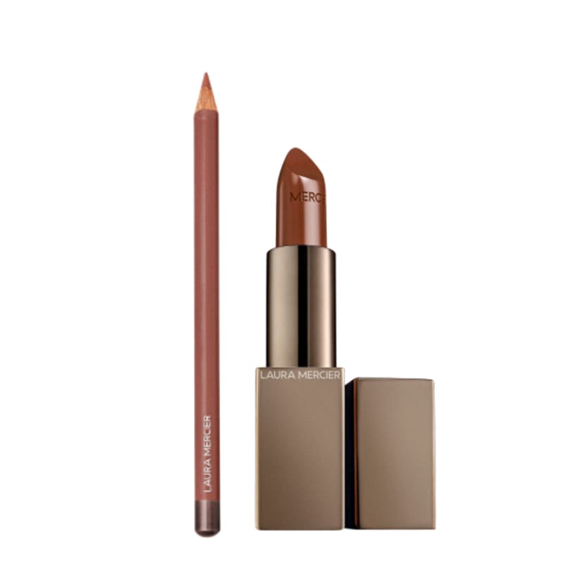 Kit Longwear Lip Liner Hazelnut Tea e Rouge Essentiel Silky Crème Lipstick Brun Naturel