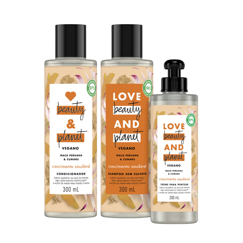 Kit Love, Beauty and Planet - Shampoo + Condiciondor + Creme para Pentear Crescimento Saudável