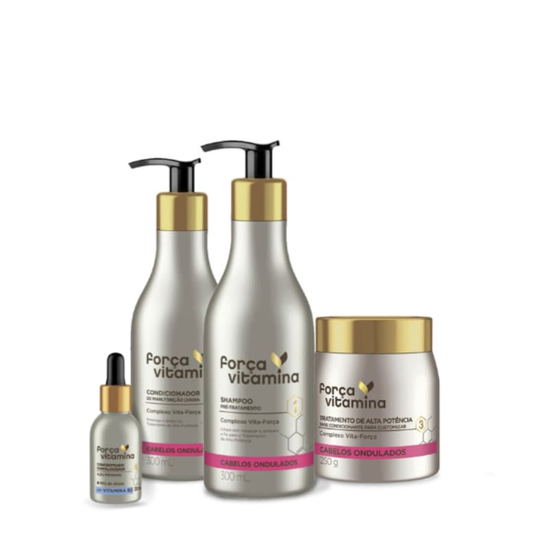 Kit Completo de Cuidado Força Vitamina Cabelos Ondulados com Vitamina B3