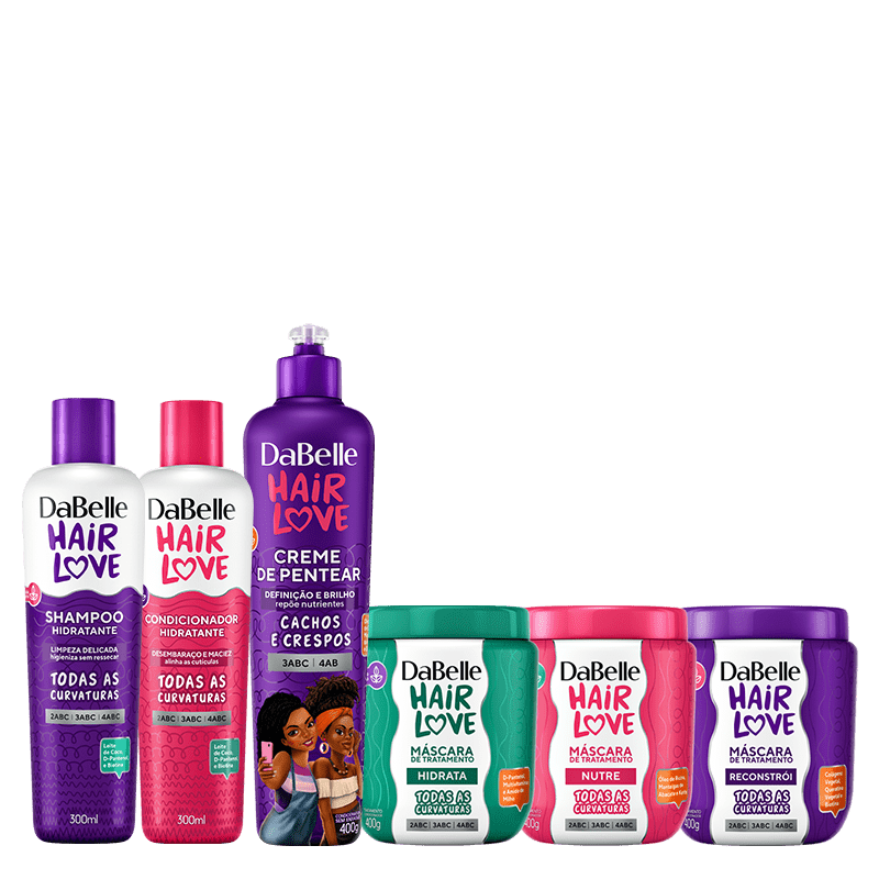 Kit DaBelle Hair Love Cronograma + Cachos e Crespos