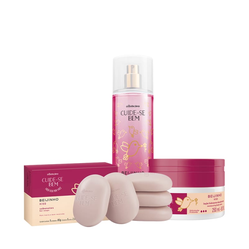 Combo Cuide-Se Beijinho: Loção Hidratante, 250Ml + Body Splash, 200Ml + Sabonete Em Barra, 5 Un. 80G Cada