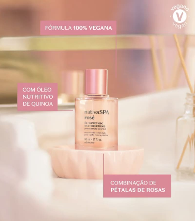 Combo Nativa Spa Rosé : Óleo Precioso + Loção 400ml + Loção Refil 400ml