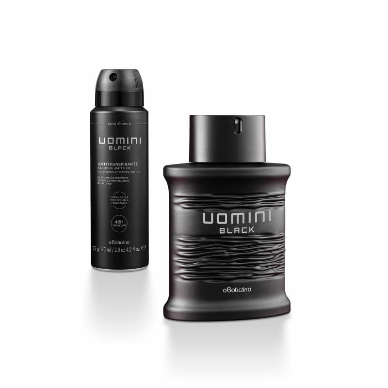 Combo Uomini Black: Desodorante Colônia, 100Ml + Antitranspirante Aerosol, 75G