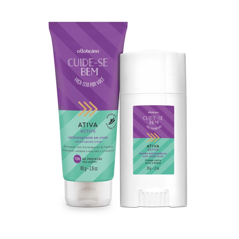 Combo Cuide-se Bem Ativa Bastão Antiatrito 35g + Antitranspirante 80g